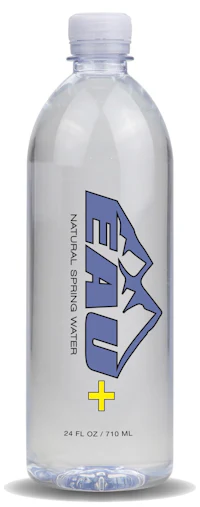 a bottle of water with the word eau on it